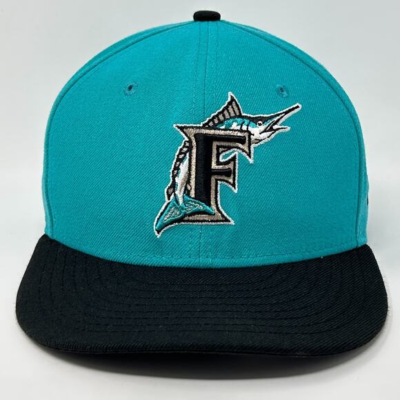 Florida Marlins Hat Baseball Cap New Era 59Fifty Wool Blend Green Fitted 7 1/4 - Picture 1 of 9